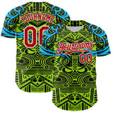 Maxcorners Custom Green Red Blue Black-White 3D Pattern Design Burner Costumes Tribal Premium Baseball Jersey LM0210