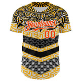 Maxcorners Custom Yellow Orange Black-White 3D Pattern Design Burner Costumes Tribal Premium Baseball Jersey LM0210