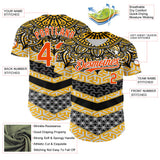 Maxcorners Custom Yellow Orange Black-White 3D Pattern Design Burner Costumes Tribal Premium Baseball Jersey LM0210