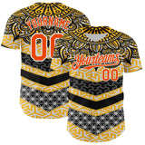Maxcorners Custom Yellow Orange Black-White 3D Pattern Design Burner Costumes Tribal Premium Baseball Jersey LM0210