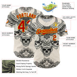Maxcorners Custom Cream Red-Yellow 3D Pattern Design Burner Costumes Hell Skull Premium Baseball Jersey LM0210
