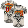 Maxcorners Custom Cream Red-Yellow 3D Pattern Design Burner Costumes Hell Skull Premium Baseball Jersey LM0210