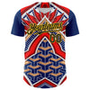 Maxcorners Custom Blue Black Red-Yellow 3D Pattern Design Burner Costumes Tribal Premium Baseball Jersey LM0210