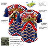 Maxcorners Custom Blue Black Red-Yellow 3D Pattern Design Burner Costumes Tribal Premium Baseball Jersey LM0210