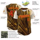 Maxcorners Custom Brown Red-Yellow 3D Pattern Design Burner Costumes Desert Premium Baseball Jersey LM0210