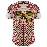 Maxcorners Custom Cream Black Red-Yellow 3D Pattern Design Burner Costumes Tribal Skull Premium Baseball Jersey LM0210