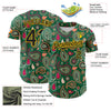 Maxcorners Custom Kelly Green Black-Yellow 3D Pattern Design Burner Costumes Paisley Bandana Premium Baseball Jersey LM0210