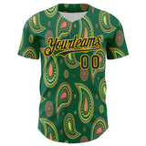 Maxcorners Custom Kelly Green Black-Yellow 3D Pattern Design Burner Costumes Paisley Bandana Baseball Jersey LM0210