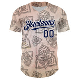 Maxcorners Custom Cream Navy-White 3D Pattern Design Burner Costumes Paisley Bandana Baseball Jersey LM0210