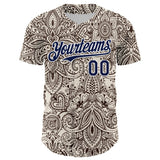 Maxcorners Custom Cream Navy-White 3D Pattern Design Burner Costumes Paisley Bandana Premium Baseball Jersey LM0210