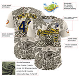 Maxcorners Custom Cream Navy-Yellow 3D Pattern Design Burner Costumes Paisley Bandana Premium Baseball Jersey LM0210