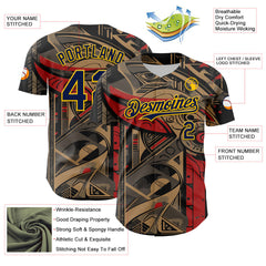 Maxcorners Custom Black Navy-Yellow 3D Pattern Design Burner Costumes Abstract Shape Premium Baseball Jersey LM0210