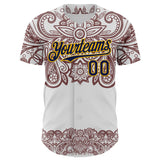 Maxcorners Custom White Navy Red-Yellow 3D Pattern Design Burner Costumes Paisley Bandana Premium Baseball Jersey LM0210