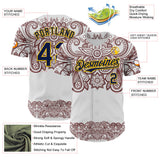 Maxcorners Custom White Navy Red-Yellow 3D Pattern Design Burner Costumes Paisley Bandana Premium Baseball Jersey LM0210