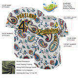 Maxcorners Custom White Black-Yellow 3D Pattern Design Burner Costumes Paisley Bandana Premium Baseball Jersey LM0210