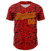 Maxcorners Custom Red Orange Black-Yellow 3D Pattern Design Burner Costumes Animal Tiger Print Premium Baseball Jersey LM0210