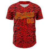 Maxcorners Custom Red Orange Black-Yellow 3D Pattern Design Burner Costumes Animal Tiger Print Premium Baseball Jersey LM0210