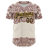 Maxcorners Custom Cream Navy Red-Yellow 3D Pattern Design Burner Costumes Paisley Bandana Premium Baseball Jersey LM0210