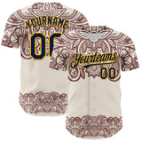 Maxcorners Custom Cream Navy Red-Yellow 3D Pattern Design Burner Costumes Paisley Bandana Premium Baseball Jersey LM0210