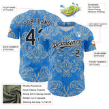 Maxcorners Custom Electric Blue Black-White 3D Pattern Design Burner Costumes Paisley Bandana Premium Baseball Jersey LM0210