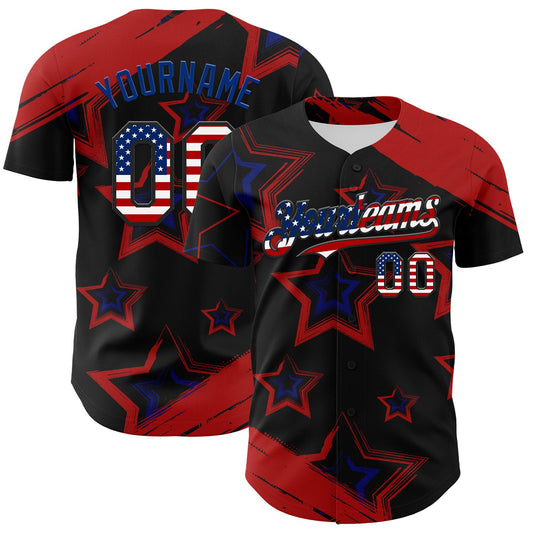Maxcorners Custom White Red-Royal 3D American Flag America-Inspired Premium Baseball Jersey LM0210