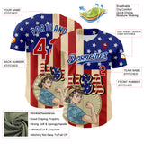 Maxcorners Custom White Red-Blue 3D American Flag Premium Baseball Jersey LM0210