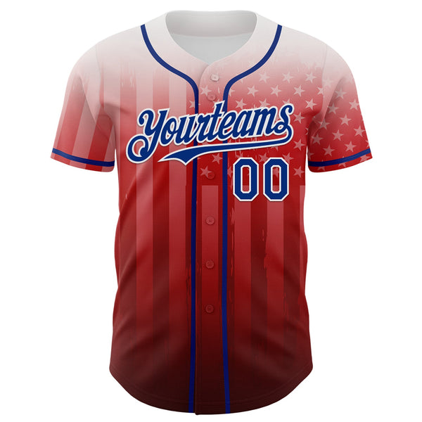 Maxcorners Custom White Red Navy-Royal 3D American Flag America-Inspired Premium Baseball Jersey LM0210