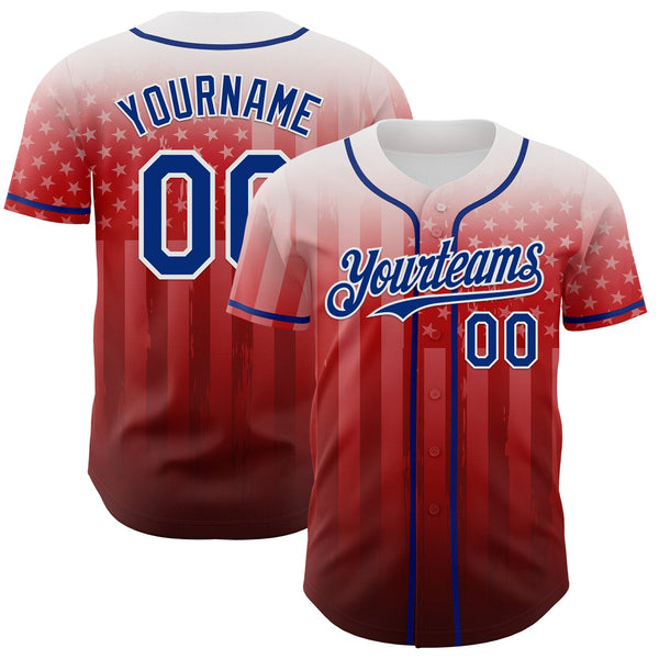 Maxcorners Custom White Red Navy-Royal 3D American Flag America-Inspired Premium Baseball Jersey LM0210