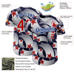 Maxcorners Custom Royal Red-White 3D Retro American Flag Premium Baseball Jersey LM0210