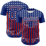 Maxcorners Custom Black USA Flag-White 3D Retro American Flag Premium Baseball Jersey LM0210