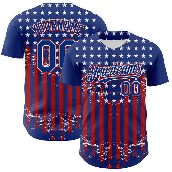 Maxcorners Custom Black USA Flag-White 3D Retro American Flag Premium Baseball Jersey LM0210