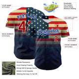 Maxcorners Custom Red Royal-White 3D Gradient American Flag America-Inspired Premium Baseball Jersey LM0210