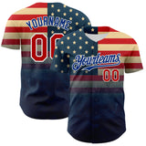 Maxcorners Custom Red Royal-White 3D Gradient American Flag America-Inspired Premium Baseball Jersey LM0210