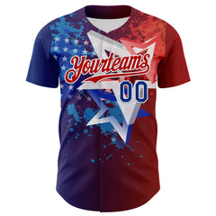 Maxcorners Custom White USA Flag Red Royal-Black 3D Gradient Retro Stripe American Flag Premium Baseball Jersey LM0210