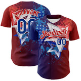Maxcorners Custom White USA Flag Red Royal-Black 3D Gradient Retro Stripe American Flag Premium Baseball Jersey LM0210