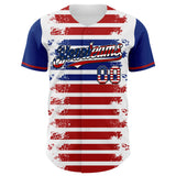 Maxcorners Custom White Blue Pinstripe Royal-Red 3D American Flag National Symbols Premium Baseball Jersey LM0210