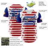 Maxcorners Custom White Blue Pinstripe Royal-Red 3D American Flag National Symbols Premium Baseball Jersey LM0210