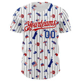 Maxcorners Custom White Black Pinstripe Royal-Red 3D American Flag Statue Of Liberty Premium Baseball Jersey LM0210
