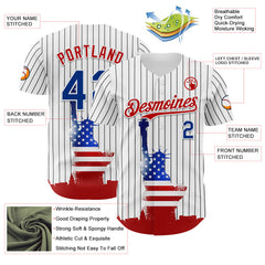 Maxcorners Custom Blue Royal Red-White 3D Retro American Flag Premium Baseball Jersey LM0210