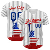Maxcorners Custom Blue Royal Red-White 3D Retro American Flag Premium Baseball Jersey LM0210