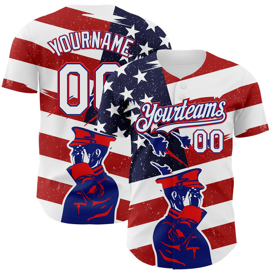 Maxcorners Custom White Camo-Black Premium American Flag Fashion Baseball Jersey LM0210