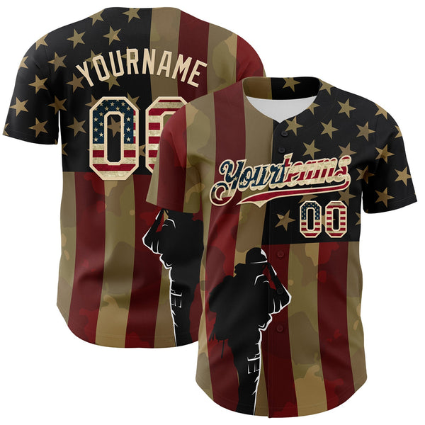 Maxcorners Custom White Royal-Red 3D American Flag Independence Day National Symbols Premium Baseball Jersey LM0210