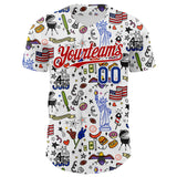 Maxcorners Custom White Royal-Red 3D American Flag Premium Baseball Jerseys LM0210