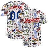 Maxcorners Custom White Royal-Red 3D American Flag Premium Baseball Jerseys LM0210