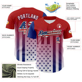 Maxcorners Custom Navy Star Red-White 3D American Flag Premium Baseball Jersey LM0210