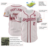 Maxcorners Custom White Crimson Pinstripe Crimson 3D Pattern Design New York Cityscape Premium Baseball Jersey LM0210