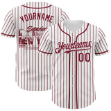 Maxcorners Custom White Crimson Pinstripe Crimson 3D Pattern Design New York Cityscape Premium Baseball Jersey LM0210