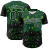 Maxcorners Custom Black White-Grass Green 3D Pattern Design Boston Cityscape Shamrock Premium St. Patrick's Day Baseball Jersey LM0210