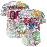 Maxcorners Custom White Crimson-Black 3D Pattern Design Boston Cityscape Stamp Premium Baseball Jersey LM0210