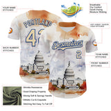 Maxcorners Custom White Cream-Royal 3D Pattern Design Washington Cityscape United States Capitol Premium Baseball Jersey LM0210